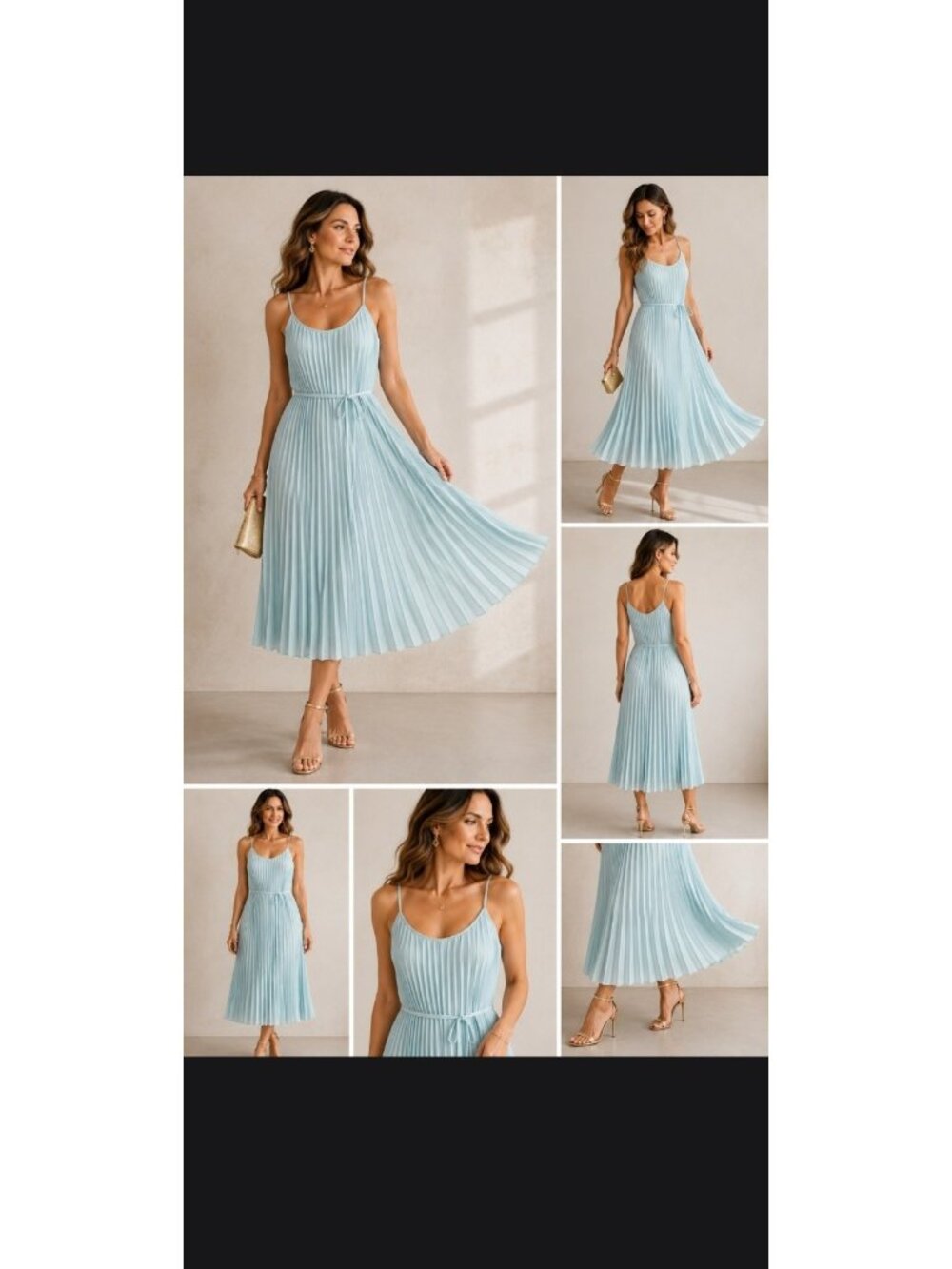 Sam Edelman Satin Pleated Midi Dress Spaghetti Strap Mint Green Medium